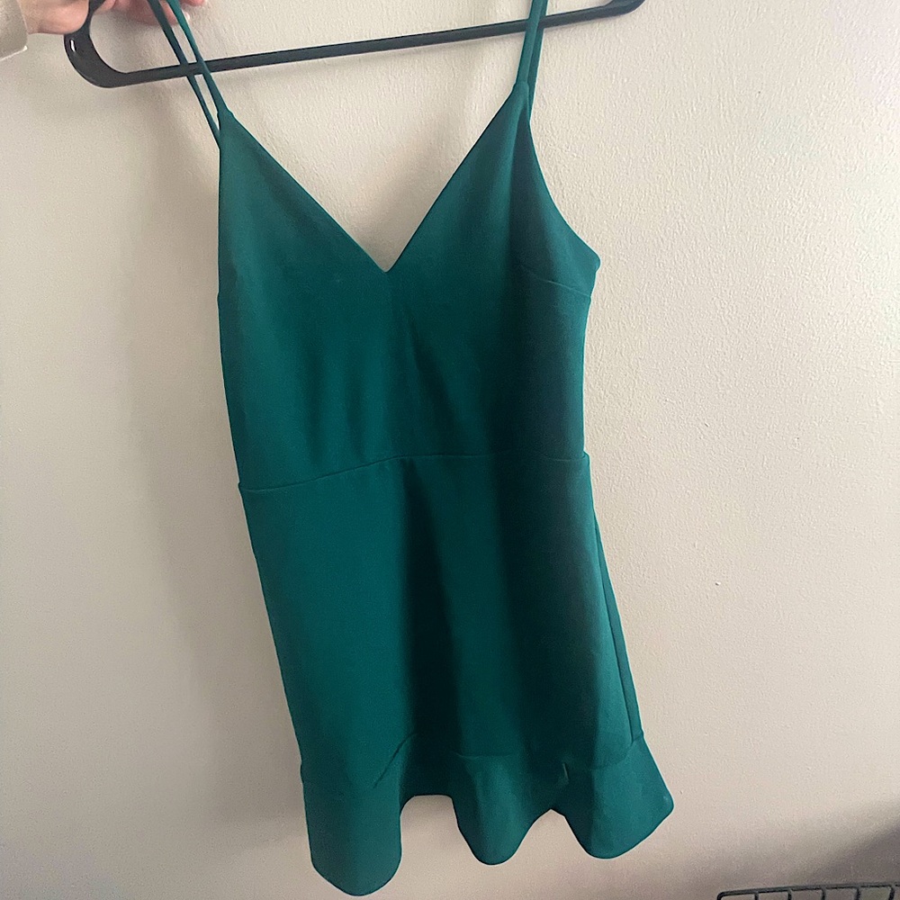 Emerald V-neck dress